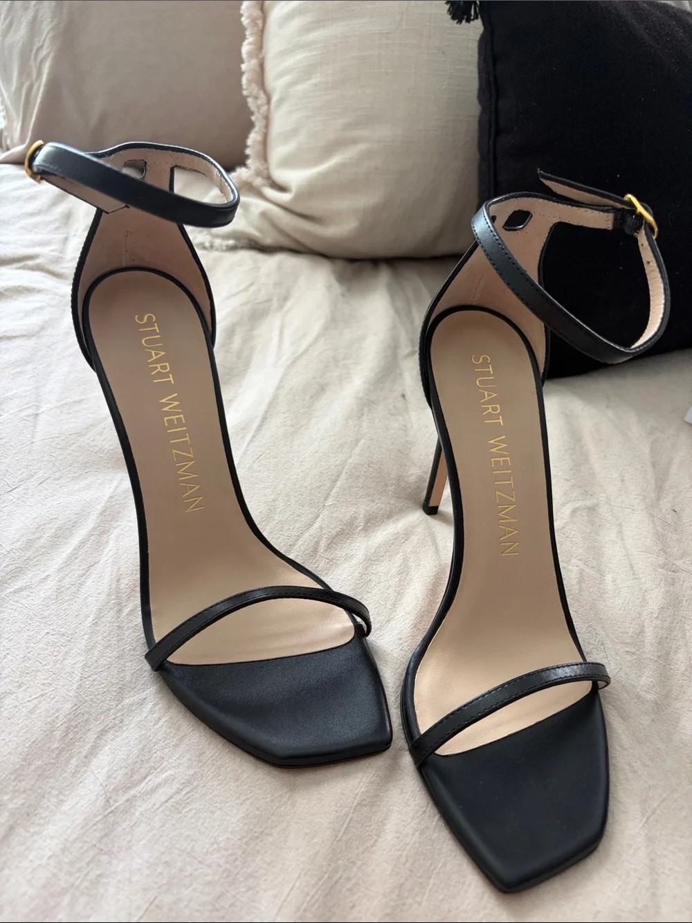 Stuart Weitzman Nudistcurve 100 Smooth Leather Heels - Picture 1 of 6